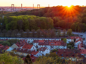 Solnedgång över Änggården och Älvsborgsbron, Göteborg
