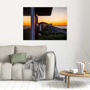 Solnedgång vid sjöbodarna i Torstensvik – Frillesås, Hallands kust - CANVAS