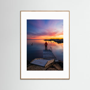 Solnedgång vid brygga i Kullavik – Kungsbacka kommun | Fine Art Print 