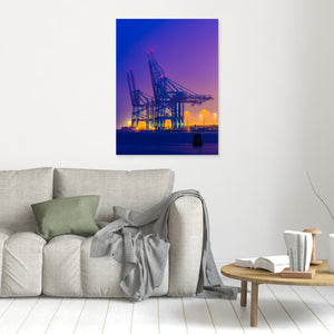 Lyftkranar i dimma – Skandiahamnen Göteborg | Canvas