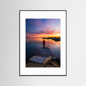 Solnedgång vid brygga i Kullavik – Kungsbacka kommun | Fine Art Print 