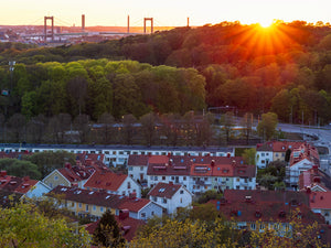 Solnedgång över Änggården och Älvsborgsbron | Canvas från Göteborg