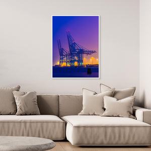 Lyftkranar i dimma – Skandiahamnen Göteborg | Canvas