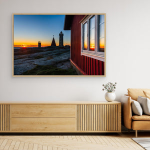 Solnedgång vid Vinga fyr – Göteborgs skärgård | Canvas