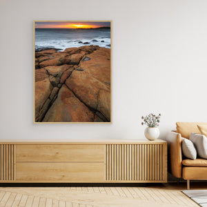 Solnedgång över klipporna vid Steninge – Hallands kust - CANVAS