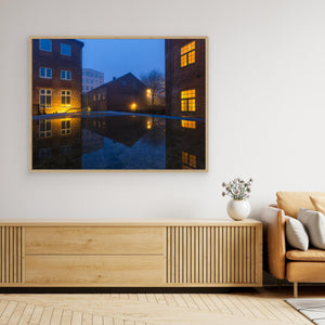 Kvarnbyn i dimma – Lilla & Stora Götafors, Mölndal | Canvas