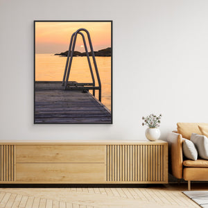 Solnedgång vid brygga i Kullavik – Kungsbacka | Canvas