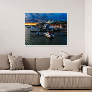 Solnedgång vid småbåtshamnen på Nötö – Hisingen Göteborg | Canvas