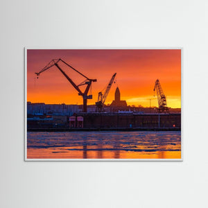 Is och eld över Lundbyhamnen