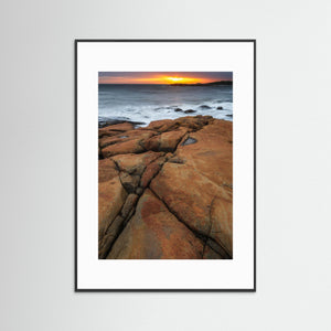 Solnedgång över klipporna vid Steninge – Hallands kust