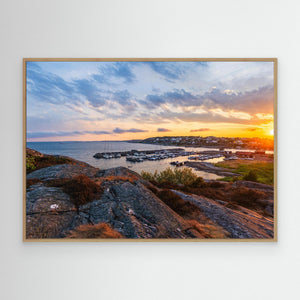 Solnedgång över Hällsvik småbåtshamn - CANVAS