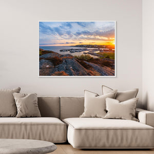 Solnedgång över Hällsvik småbåtshamn - CANVAS