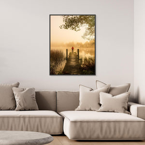 Gyllene dimma vid Landvettersjön - CANVAS