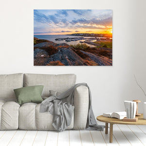 Solnedgång över Hällsvik småbåtshamn - CANVAS