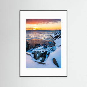 Solnedgång vid Smithska udden Göteborg – Vinter vid havet | Fine Art Print