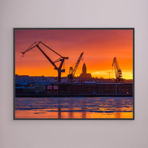 Is och eld över Lundbyhamnen - CANVAS
