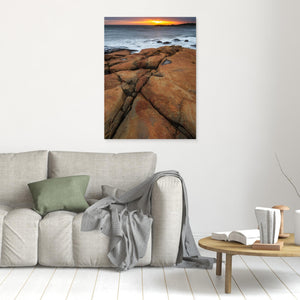 Solnedgång över klipporna vid Steninge – Hallands kust - CANVAS