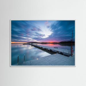 Askimsbadet Göteborg solnedgång – badpir och hav i lång exponering | Fine Art Print