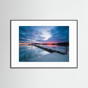 Askimsbadet Göteborg solnedgång – badpir och hav i lång exponering | Fine Art Print