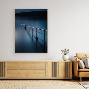 Askimsbadet Göteborg – minimalistisk kustbild i blå toner | Canvas