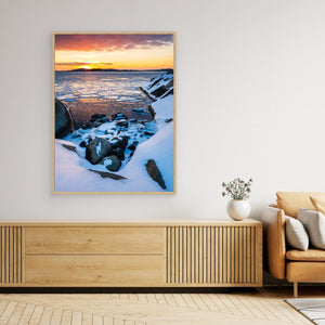 Solnedgång vid Smithska udden Göteborg – Vinter vid havet | Canvas