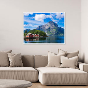 Norge – Hornelen och båthus vid Leirgulen | Canvas