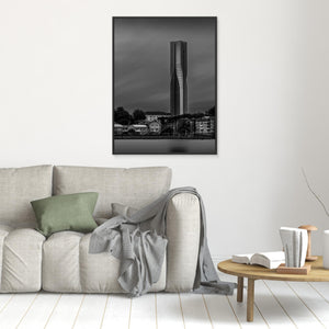 Karlatornet i svartvitt – Göteborgs skyline | Canvas