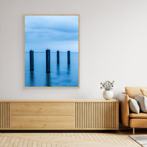 Stolpar i havet vid Viken – Höganäs, Skåne | Canvas