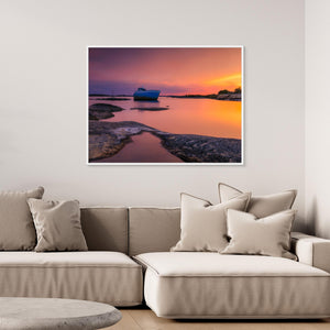 Båtvrak vid solnedgång – Björlanda Kile, Hisingen | Canvas