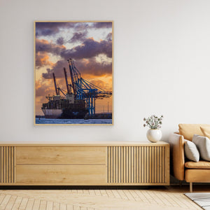 MSC ADYA i Skandiahamnen, Göteborg | Canvas vid solnedgång