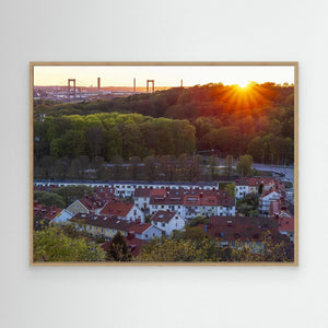 Solnedgång över Änggården och Älvsborgsbron | Canvas från Göteborg