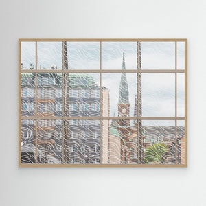 Oscar Fredriks kyrka bakom glaset | Canvas från Göteborg