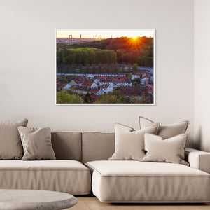 Solnedgång över Änggården och Älvsborgsbron | Canvas från Göteborg