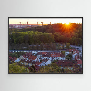 Solnedgång över Änggården och Älvsborgsbron | Canvas från Göteborg