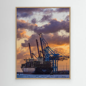 MSC ADYA i Skandiahamnen, Göteborg | Canvas vid solnedgång