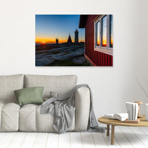 Solnedgång vid Vinga fyr – Göteborgs skärgård | Canvas