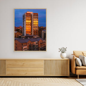 Kvarnbytornet i solnedgång – Mölndal | Canvas