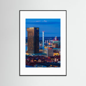 Blå timmen över Göteborg