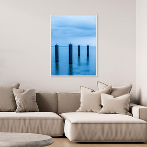 Stolpar i havet vid Viken – Höganäs, Skåne | Canvas