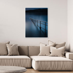 Askimsbadet Göteborg – minimalistisk kustbild i blå toner | Canvas