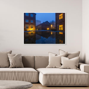 Kvarnbyn i dimma – Lilla & Stora Götafors, Mölndal | Canvas