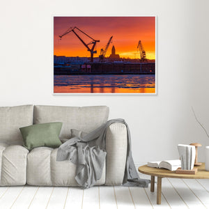 Is och eld över Lundbyhamnen - CANVAS