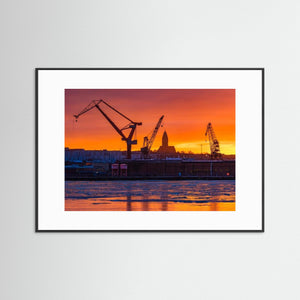 Is och eld över Lundbyhamnen