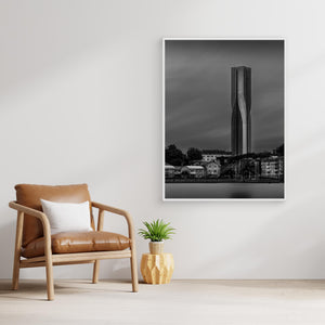 Karlatornet i svartvitt – Göteborgs skyline | Canvas