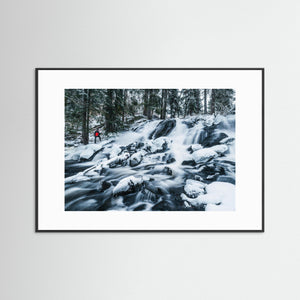 Vintervattenfall vid Tvärån – Härryda kommun | Fine Art Print