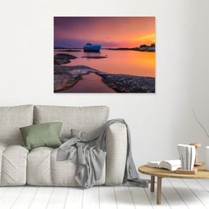 Båtvrak vid solnedgång – Björlanda Kile, Hisingen | Canvas