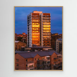 Kvarnbytornet i solnedgång – Mölndal | Canvas