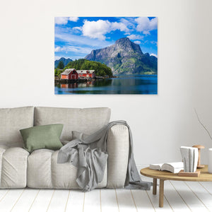 Norge – Hornelen och båthus vid Leirgulen | Canvas